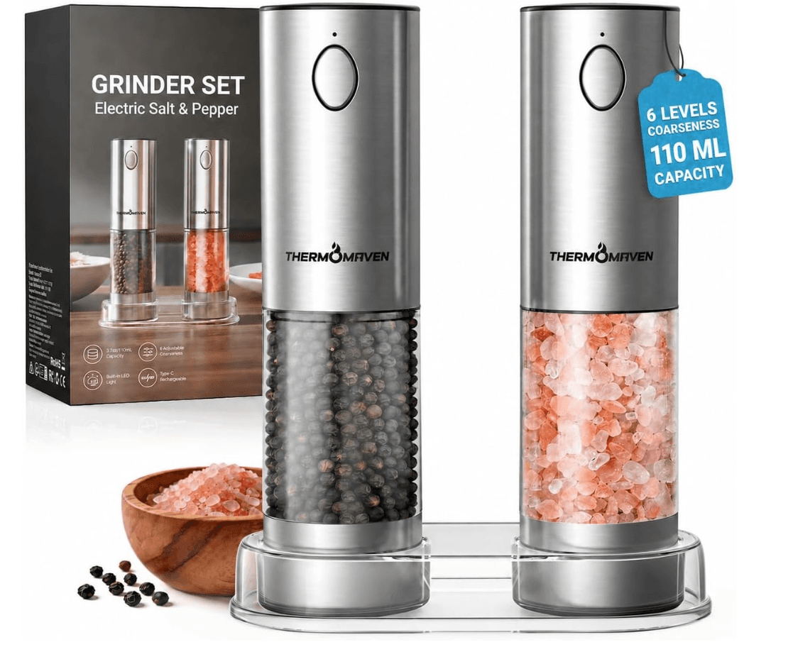 ThermoMaven Rechargeable Electric Salt & Pepper Grinder Set — 2-Pack